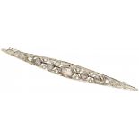 14K. White gold openwork Art Deco brooch set with 15 rose cut diamonds.