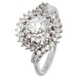 18K. White gold entourage ring set with approx. 0.72 ct. diamond.