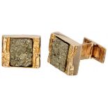 Björn Weckström for Lapponia 14K. yellow gold 'Montezuma' cufflinks set with pyrite.