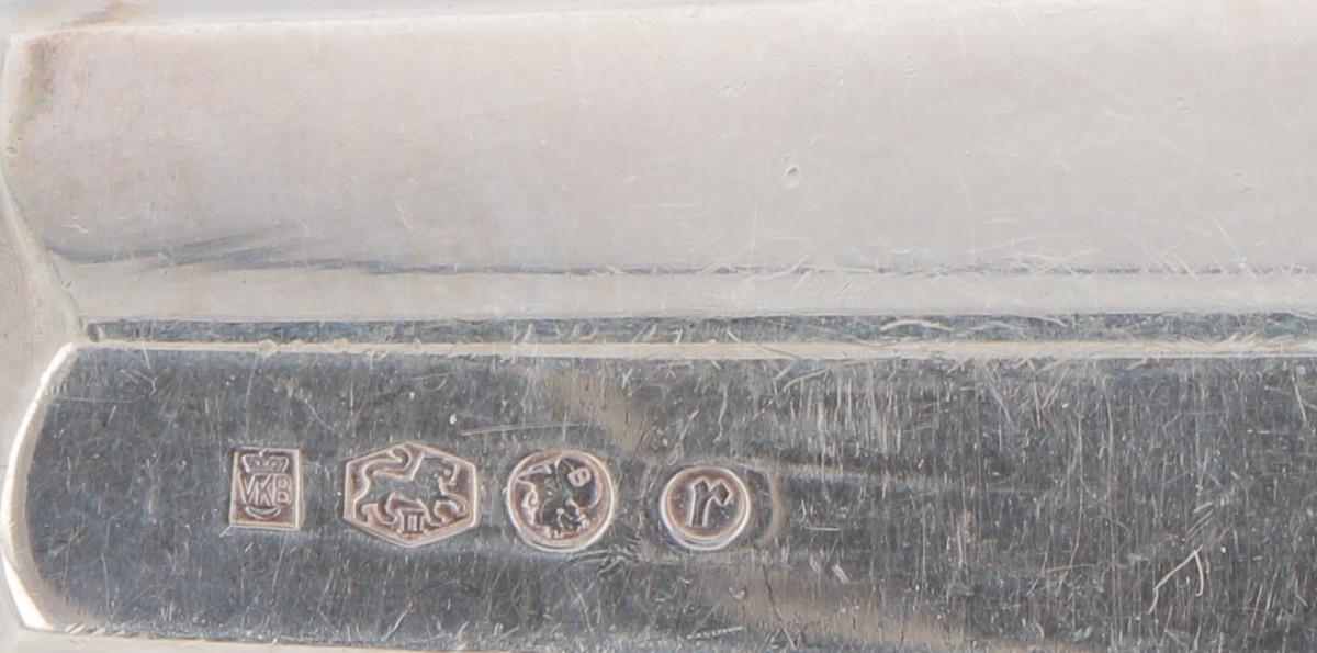 (6) piece set dinner knives "Haags Lofje" silver. - Image 3 of 3