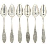 (6) piece set coffeespoons silver.