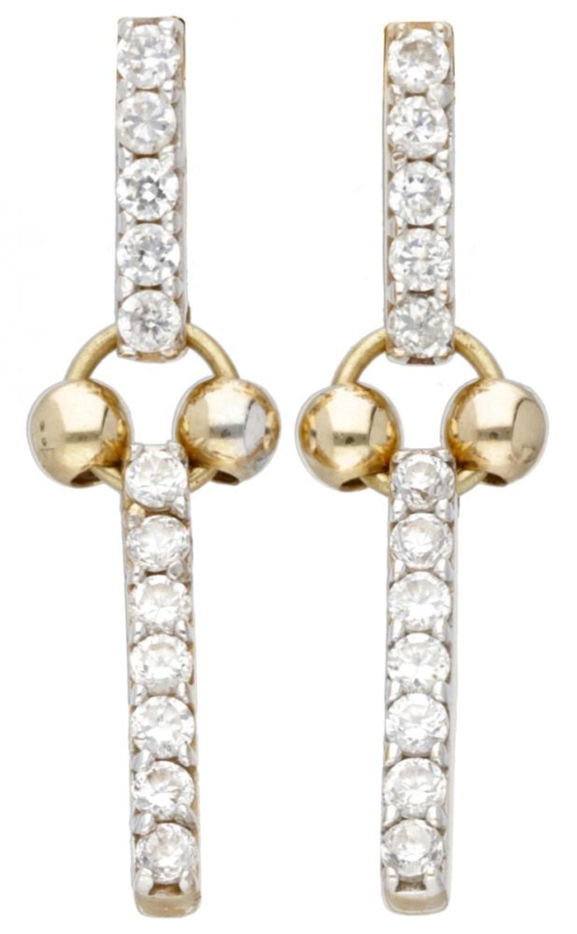 14K. Yellow gold earrings set with zirconia.