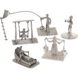 (5) piece lot miniatures silver.