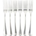 (6) piece set dinner forks "Haags Lofje" silver.