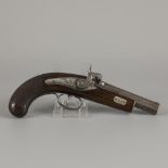 A 19th C. percussion pistol with ciseled barrel.