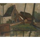 Belgian School, ca. 1930. Houses on the waterfront.