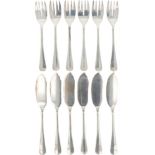 (12) piece set of silver fish cutlery.