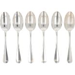 (6) piece set breakfast spoons "Dutch smooth" silver.