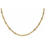 18K. Yellow gold filigree link necklace.