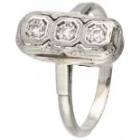 14K. White gold Art Deco princess ring set with approx. 0.09 ct. diamond.