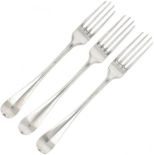 (3) piece set dinner forks (Arend Hoogland 1733-1784) silver.