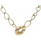18K. Yellow gold Pomellato link necklace with matted closure.