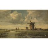 Jur. M. Beek (Arnhem 1879 - 1965 Den Haag), Windmills in a polder landscape. ("Molens te Ablasserdam