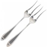 (2) piece set of cold meat forks "Dutch point fillet" silver.