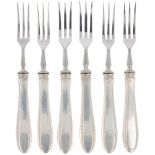 (6) piece set of fruit forks "Dutch point fillet" silver.