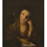 Dutch School, ca. 1800. Portrait of a girl reading.