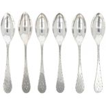 (6) piece set teaspoons ( Diederik W. Rethmeyer 1785-1811 ) silver.