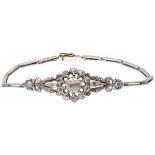 Silver antique openwork bracelet set with rose cut diamond - 925/1000.