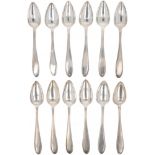 (12) piece set of silver coffee spoons.