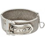 Silver antique bangle bracelet with buckle - 800/1000.