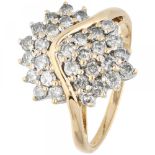 18K. Yellow gold pear-shaped ring set with approx. 0.60 ct. diamond.
