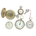 Lot (4) Pocket watches Silver and Steel