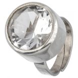 Silver Bengt Hallberg Swedesign vintage ring set with approx. 10.38 ct. rock crystal - 925/1000.