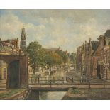 Jaap Wigersma (Noord 1877 - 1957 Haarlem). View in the Bakenesser canal, Haarlem, The Netherlands. T