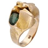 Björn Weckström for Lapponia 14K. yellow gold design ring set with green tourmaline.