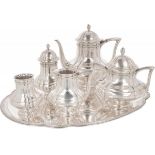 (6) piece coffee-tea set silver.