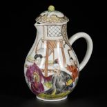 A porcelain chocolate pitcher with Mandarin decorations, Samson, Paris, 19th century.