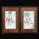 A lot comprised of (2) porcelain famille rose plaques in Republic-style, China, mid 20th century.