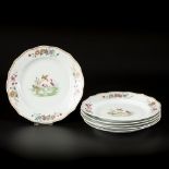 A set of (6) porcelain plates with polychrome decoration including herons, China, 18th century.