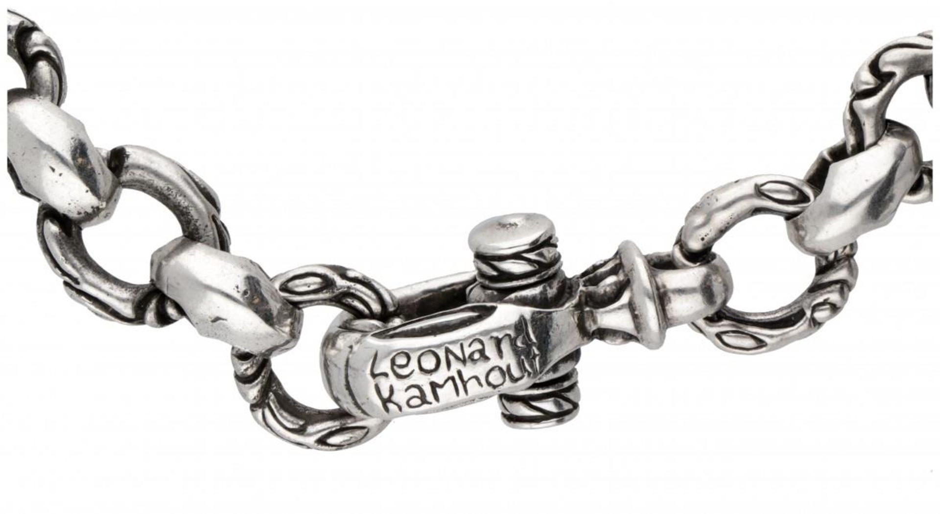 Silver Leonard Kamhout 'Lone Ones' brutalist jasseron link necklace - 925/1000. - Image 3 of 3