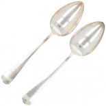 (2) piece set of vegetable ladles "Haags Lofje" silver.