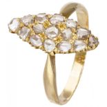 14K. Yellow gold marquis ring set with rose cut diamond.