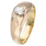 BLA 10K. Rose gold antique solitaire ring set with diamond.