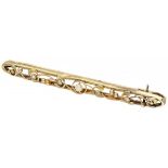 14K. Yellow gold brooch set with seed pearls.