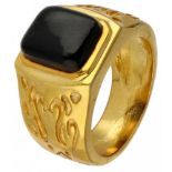 Gold-plated silver ring set with onyx - 925/1000.