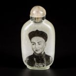 A glass snuff bottle with the image of Emperor Xuantong, China, 1st half 20th century.