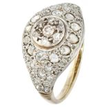 BLA 9K. Yellow gold Art Deco ring set with 0.60 ct. diamond in a platinum setting.