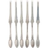 (6) piece set of lobster forks silver.