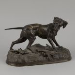 Jules Moigniez (1835 – 1894), a bronze statue of a hunting dog, France, 19th century.