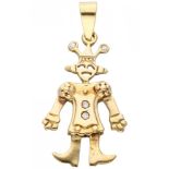 18K. Yellow gold puppet pendant set with approx. 0.04 ct. diamond.