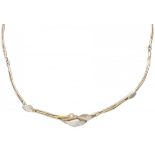 Silver matted design necklace set with approx. 0.05 ct. diamond - 925/1000.