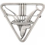 Arno Malinowski for Georg Jensen no.257 silver 'Dolphin and Reeds' triangular brooch - 925/1000.