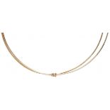 14K. Yellow gold Helge Narsakka central knotted collar necklace.