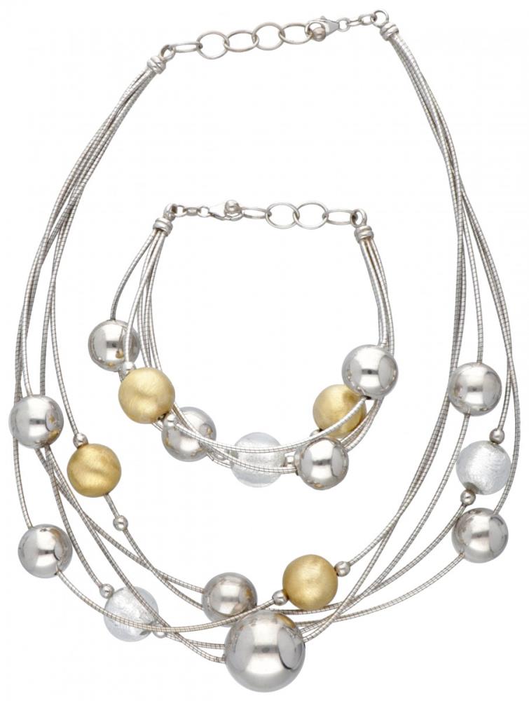 Set of a silver Italian design necklace and bracelet - 925/1000. - Image 2 of 4