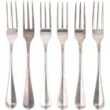 (6) piece set breakfast forks "Dutch smooth" silver.