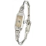 14K. White gold Art Deco ladies wristwatch set with approx. 0.26 ct. diamond.